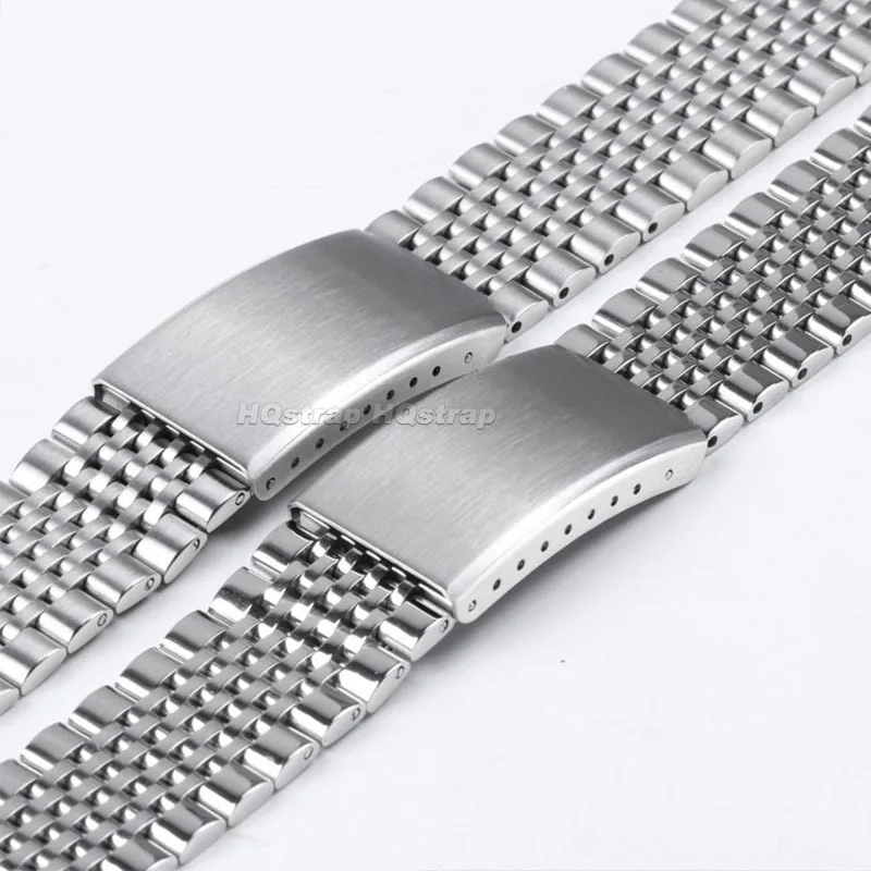منحني نهاية مسطحة الفولاذ المقاوم للصدأ حزام 18 مللي متر 20 مللي متر 22 مللي متر الفرقة ل Seiko ل أوميغا سوار للطي مشبك مصقول ماتي معصمه #5