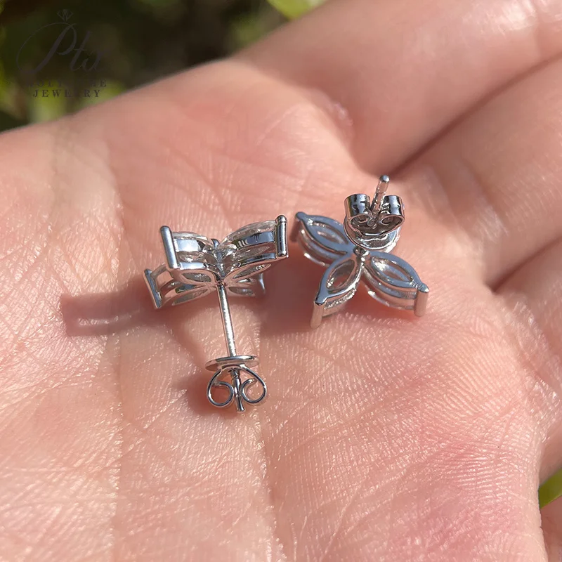 Moissanite Earrings Necklace Set 925 Sterling Silver Platinum Plated D Color Sparkling Jewelry For Women Birthday Anniversary Gift