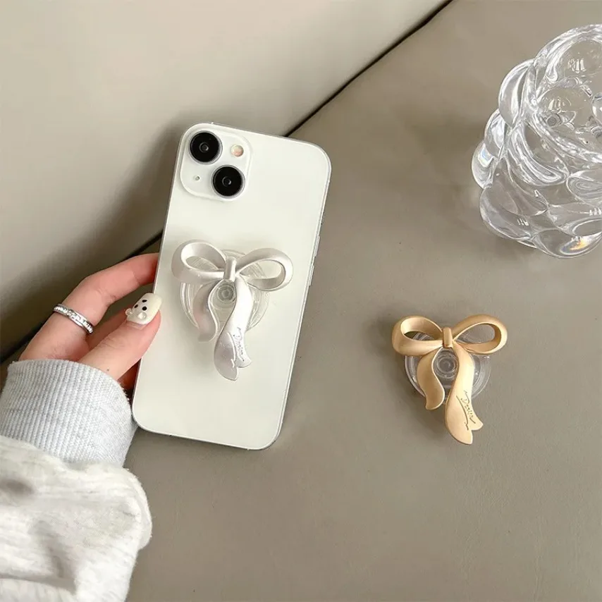 

Foldable Ins Style Transparent Phone Holder Cute Bow Phone Shell Back Sticker Korea Stand for iPhone Samsung Xiaomi Back Mounted