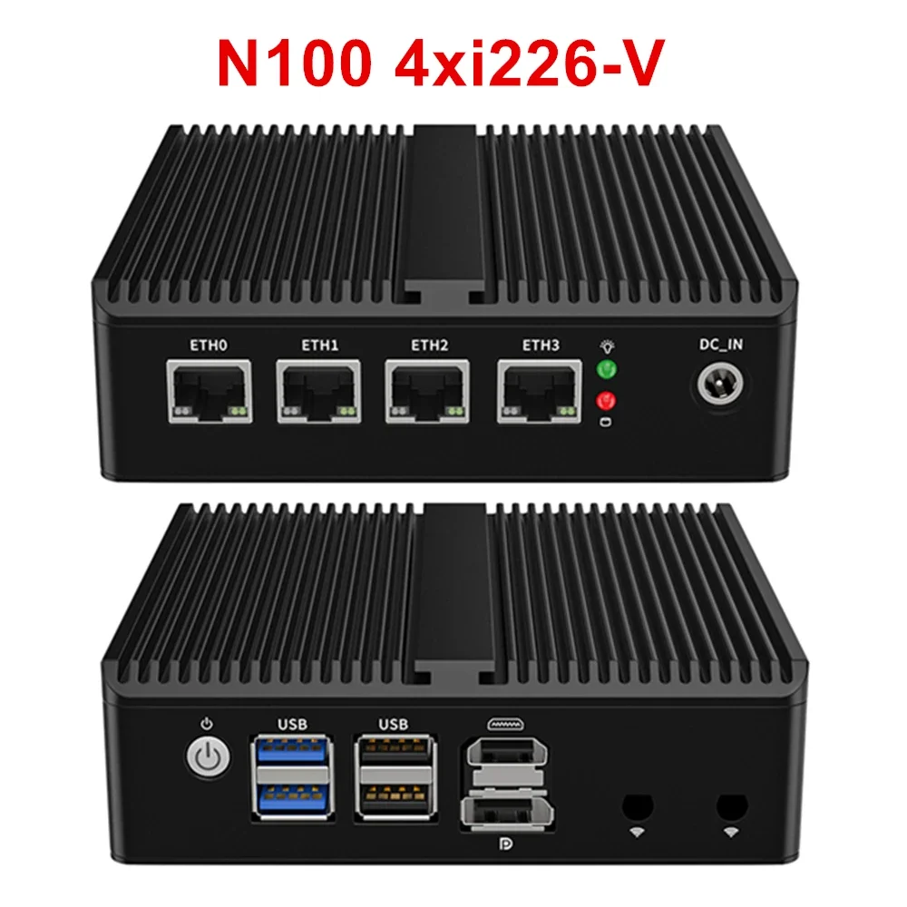 Ordenador Firewall InteI N100 de 12. ª generación, enrutador suave N5105, 4x2,5G, i226, i225, LAN, NVMe, Industrial, sin ventilador, Mini PC pfSense, PVE, ESXi