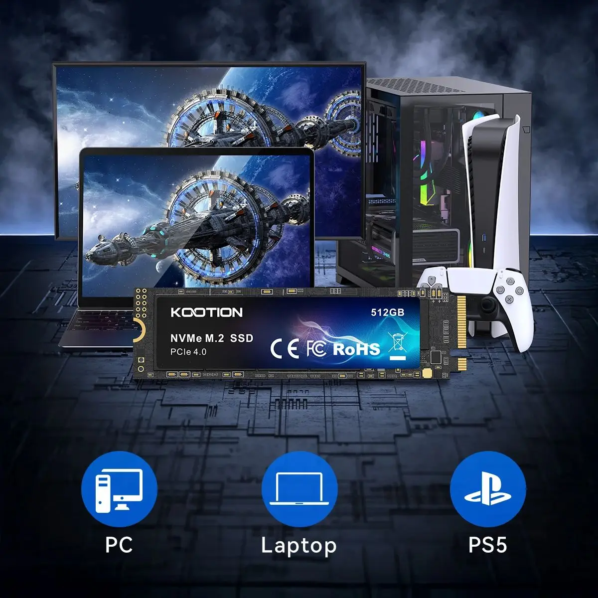 KOOTION M2 SSD NVME 256GB 512GB Gen4 * 4 Unità a stato solido PCIE 4.0X4 2280 Disco rigido interno HDD M.2 SSD per PC portatile Desktop