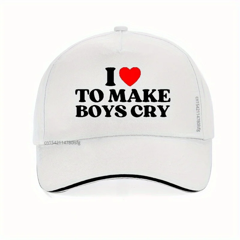 قبعة بيسبول مضحكة I Heart to Make Boys Cry - قبعة متماسكة سوداء قابلة للتعديل بتصميم أبيض وأحمر، إكسسوار صيفي خفيف الوزن