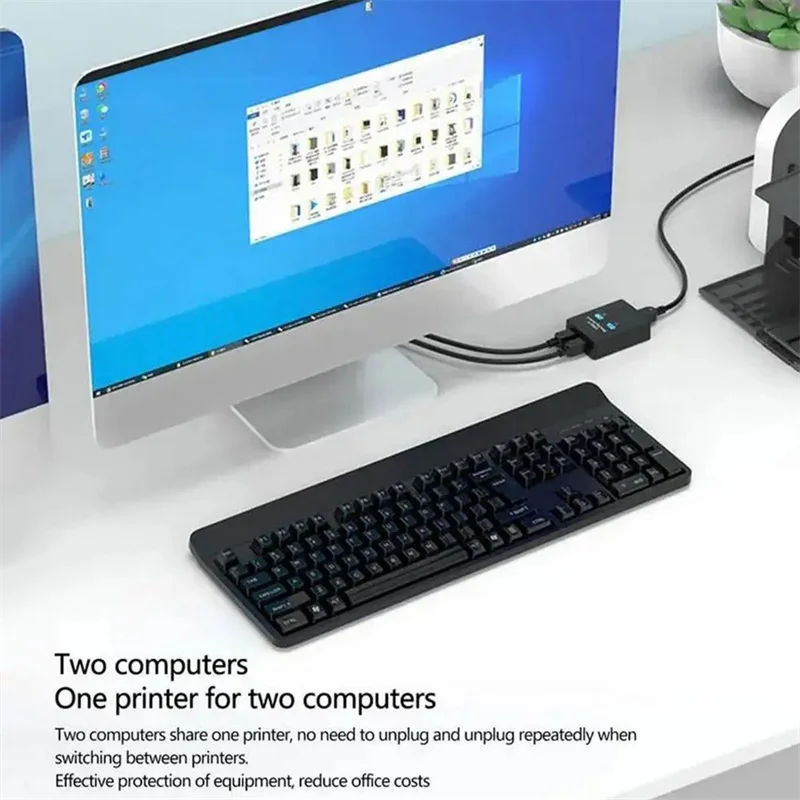 【C】USB 2.0 Switch Hub 2 Ports Printer Sharing Device for Two Computers U-Shaped Splitter USB in Share 1 out 1 - H9S3