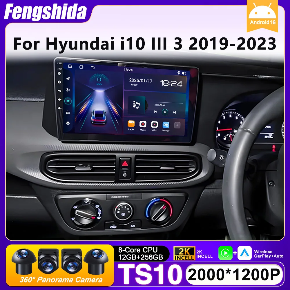 Car Radio Carplay For Hyundai i10 III 3 2019-2023 Navigation GPS Android 16 Android Auto Display Autoradio Display 4G No 2din 2K