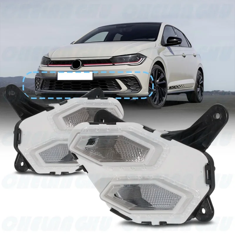 For VW Polo GTI 2021 2022 2023 2024 car accessories 1 Pair Front Bumper LED Fog Light Lamp 2G0941055 2G0941056