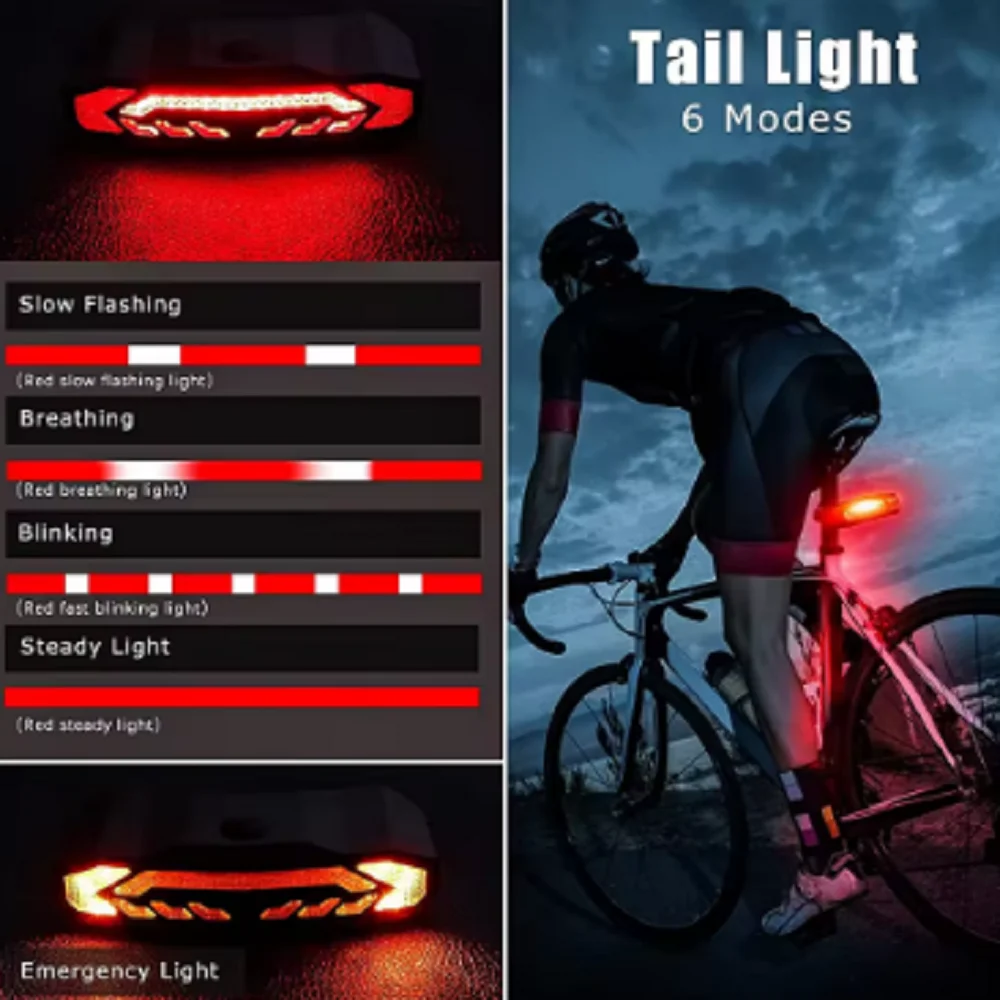 Extractme Bicycle Rear Light Alarm Waterproof Rechargeable Scooter Bike Turn Signal Warning Lamp Auto Brake Light