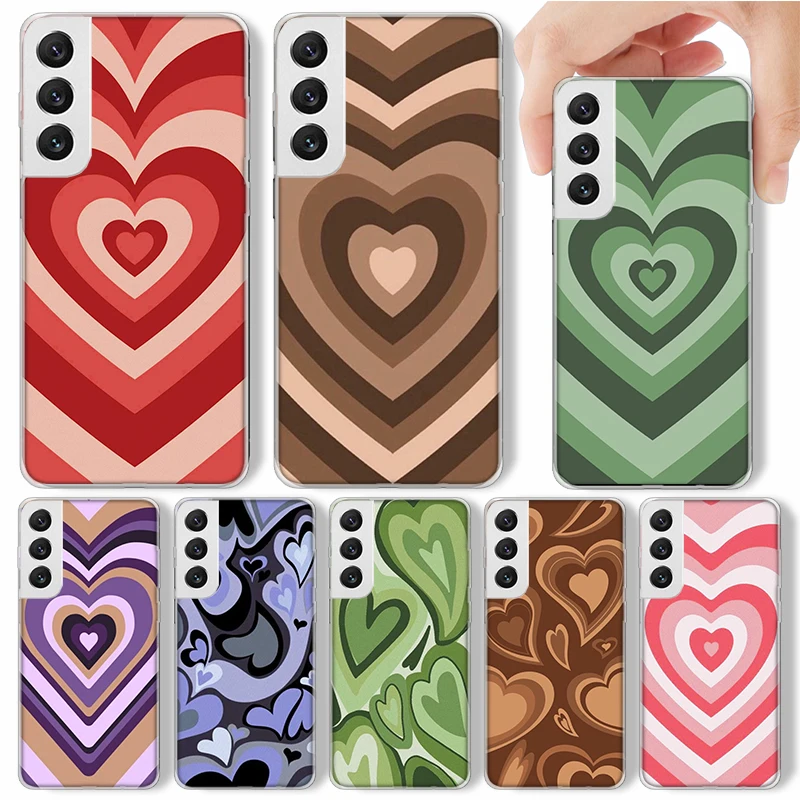 Fashion Purple Heart Swirl Circle Phone Case For Samsung Galaxy S24 S23 S22 S21 Ultra S20 FE S10 Plus S10E S9 S8 + Soft Cover