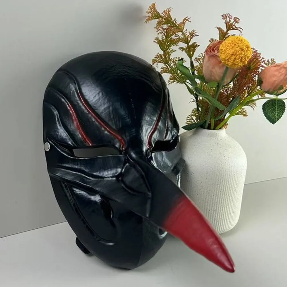 

Halloween Mask, Red Bird Beak, Black Face, Handmade Resin Mask