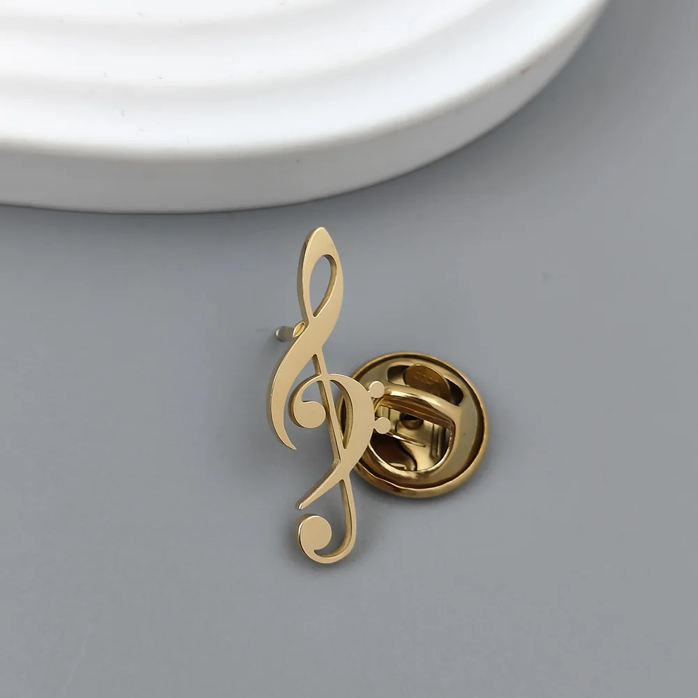 Musical symbol hollow gold-plated badge, women’s anti-exposure buttons, suit lapel pin, men’s collar brooch, couple accessories