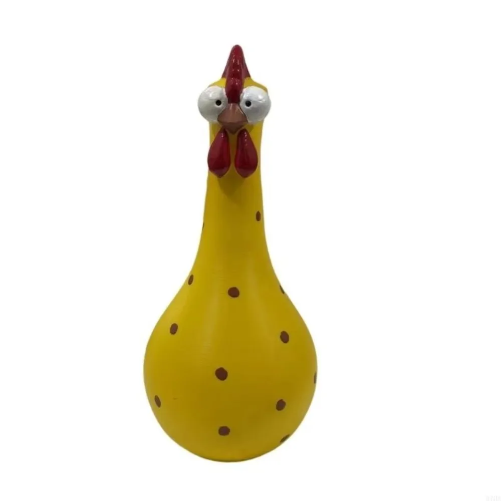 Colorful Dot Long Neck Chicken Vases Lifelike Resin Art Rooster Sculpture Vase Cartoon Hand Painted Flower Vase Ornament