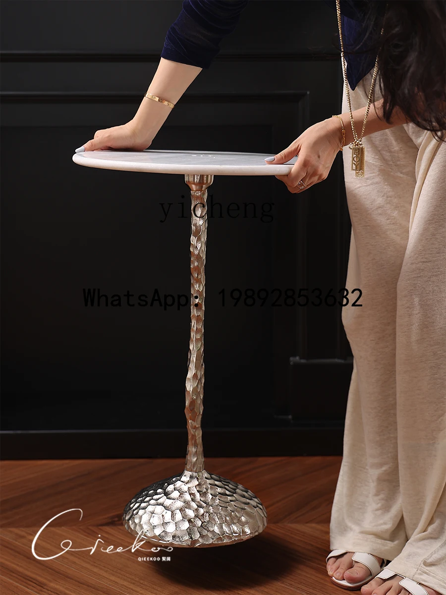 BFF    Hammer Aluminum Marble Multi-purpose Side Table Coffee Table Small Round Table