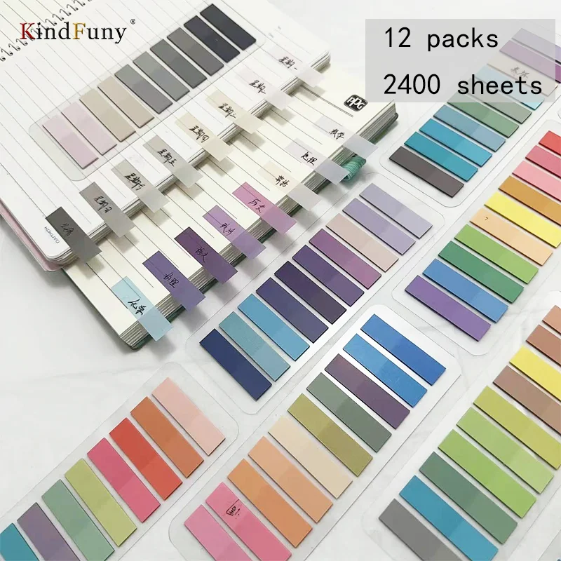 2400Pc Stationery Index Tabs Self Adhesive Page Markers Transparent Waterproof Sticky Notes Classify Files Flags Posted It