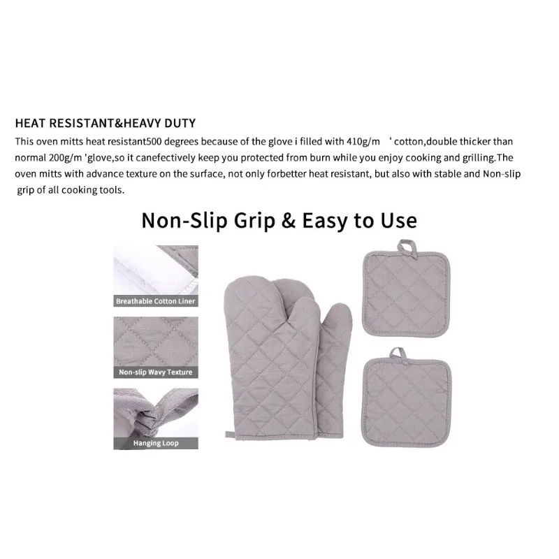 قفازات الخبز المصنوعة من القطن والكتان، وقفازات الميكروويف، ومجموعة قفازات الفرن المكونة من 4 قطع، وقفازات مقاومة للحرارة #4