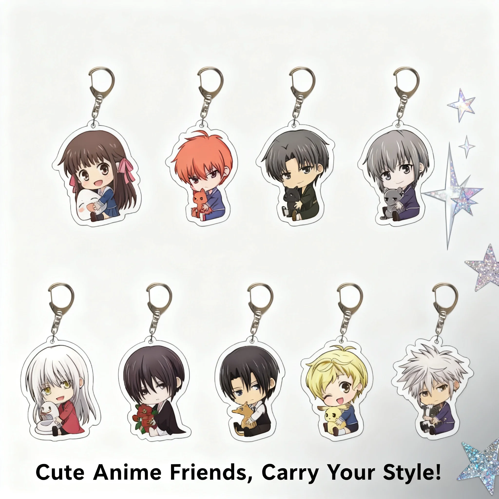 

Fruits Basket Anime Acrylic Keychain Cute Character Honda Tohru Accessory Pendant Charm Decor Gift for Fans Collection