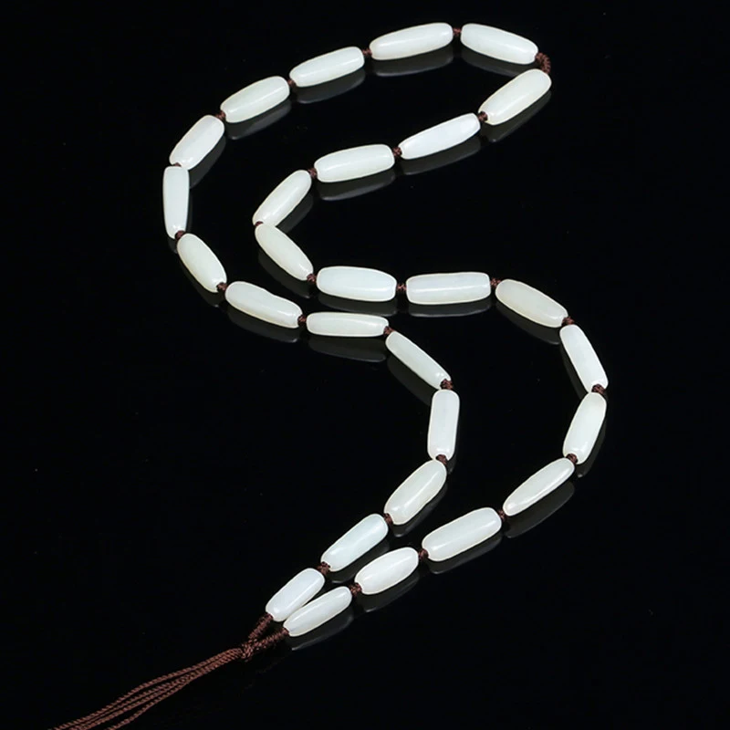 

Нефритовые бусины свободной формы из Хэтяня, цепочка из бусин ручной работы с подвеской на шнурке.