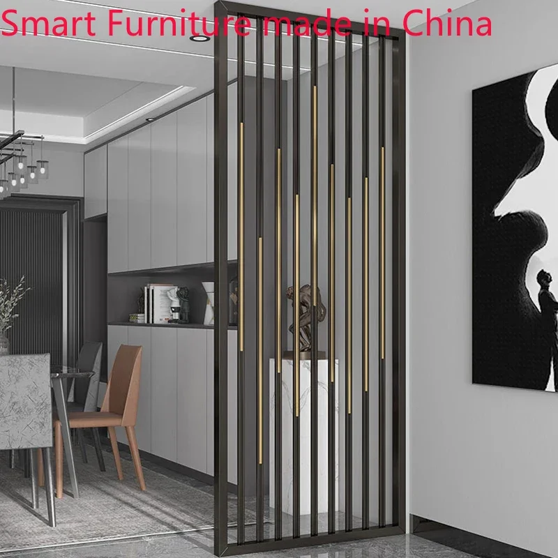 

Light luxury stainless steel screen partition wall entrance to shelter the Nordic porch decoration of the living room