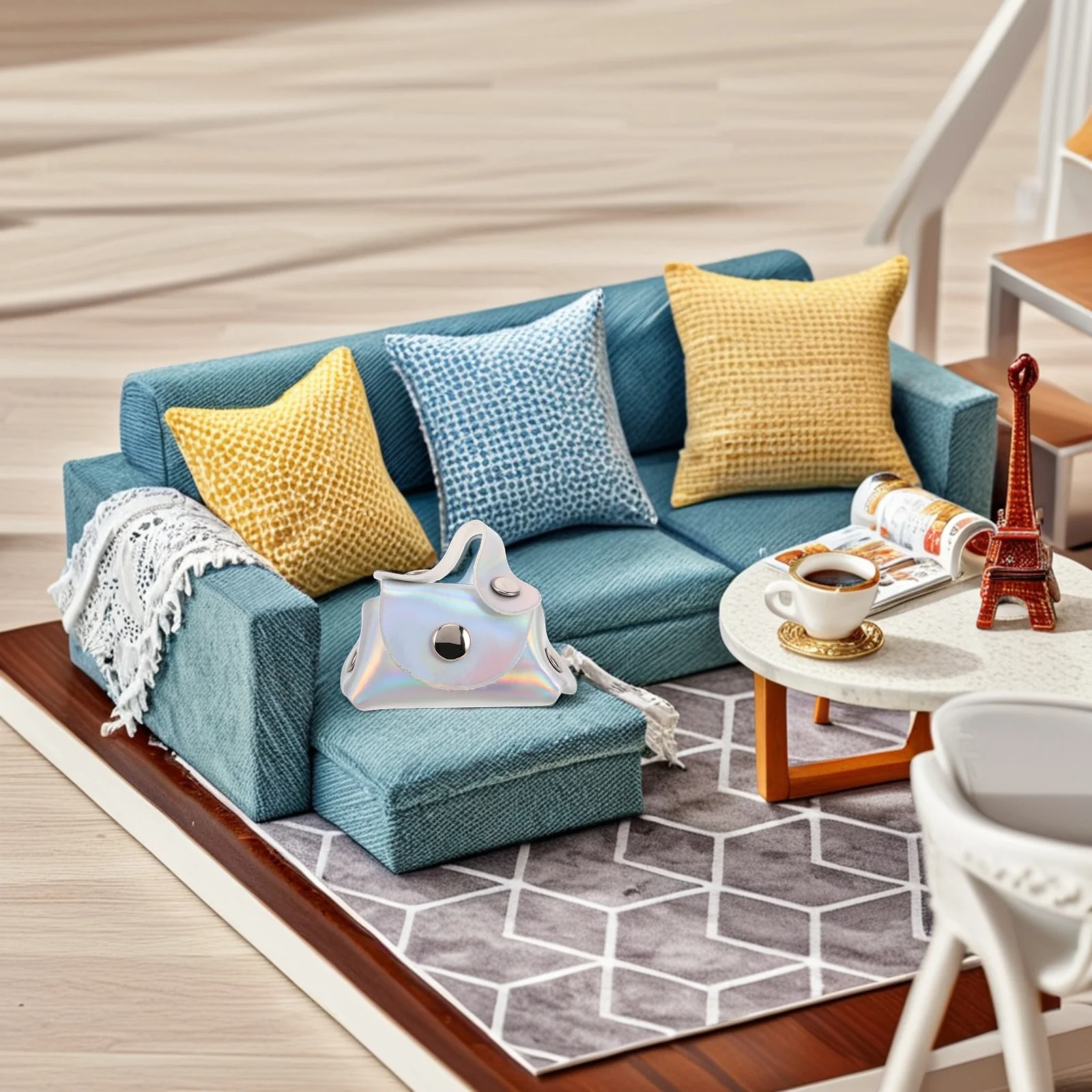 Mini borsa apribile Borsa per bambini Organizzatore di stoccaggio Puntelli decorativi per casetta da gioco Uso esterno Pu Moda bambino