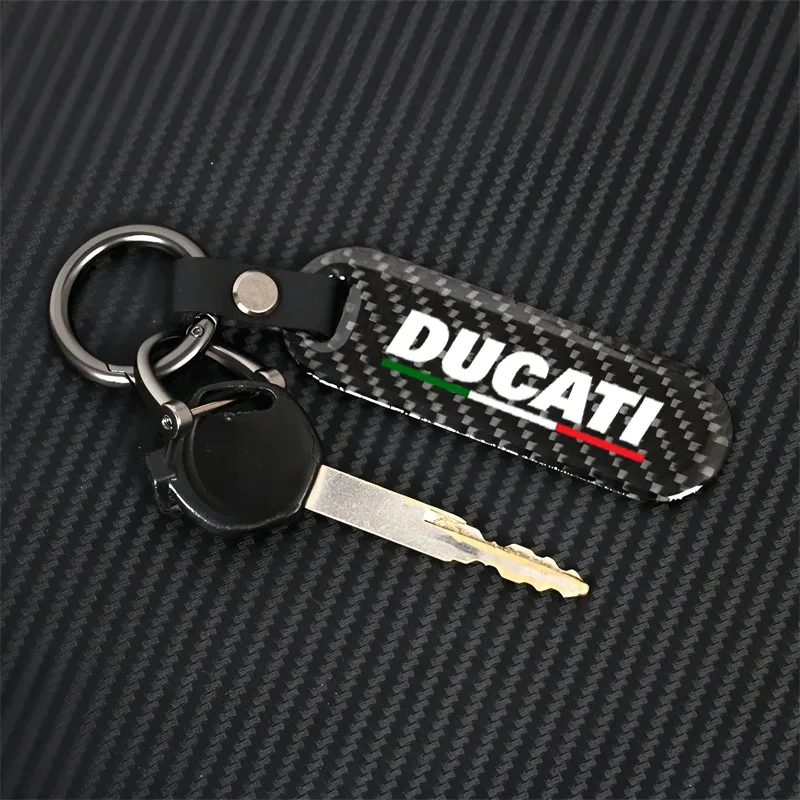 For Ducati Hypermotard 950 939 821 796 1100 Motorcycle Accessories Custom LOGO Motorcycle Key chain Carbon Fiber Keychain