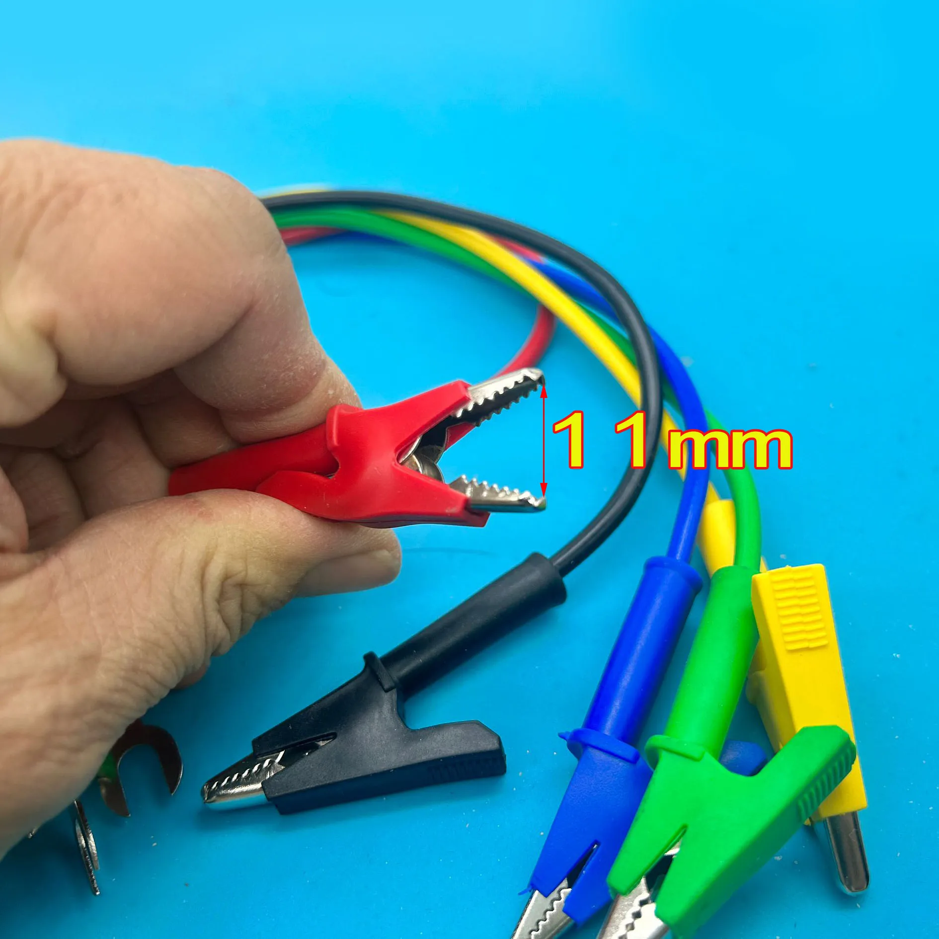 Red Black Test Lead 10mm opening Alligator Clip Crocodile Clamps to 6mm U-type Spade Plug 30/50/100/150/200cm 14AWG copper cable
