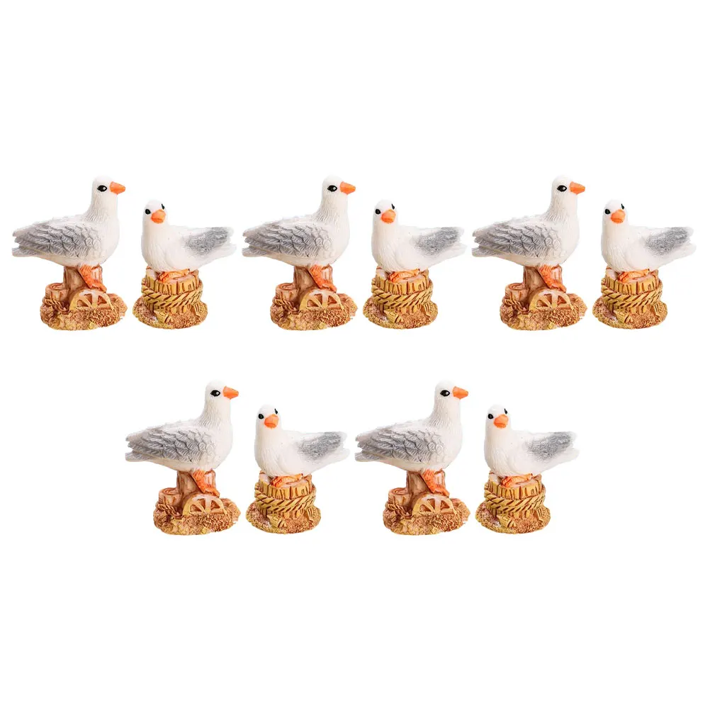 

12pcs Seagull Coastal Decor Resin Bird Sculpture Desktop Garden Ornament Mediterranean Style Miniature Seabird Statues Sea