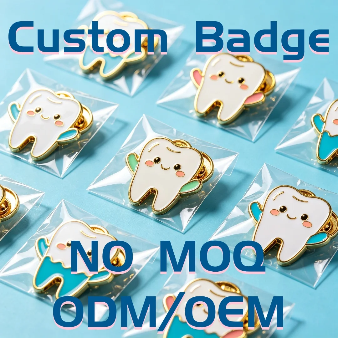 Custom Lapel Pin Cute Cartoon Tooth Enamel Pin Kawaii Dental Clinic Decor Dentist Nurse Backpack Clothing Souvenir Gift