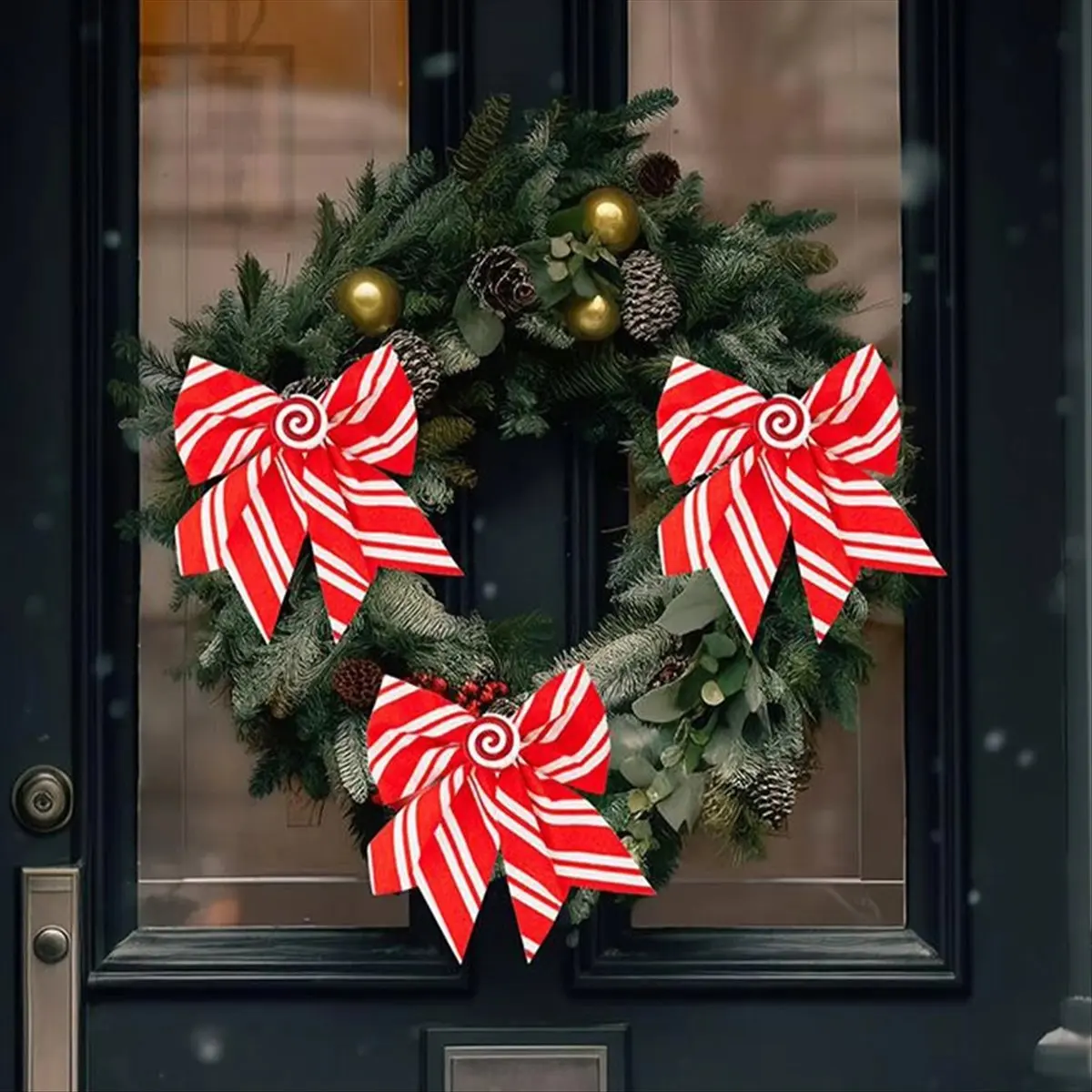NEW Christmas Bows 12 Pieces Red and White Festive Decorations Christmas Bows Decorations for Garland Outdoor Wedding Party