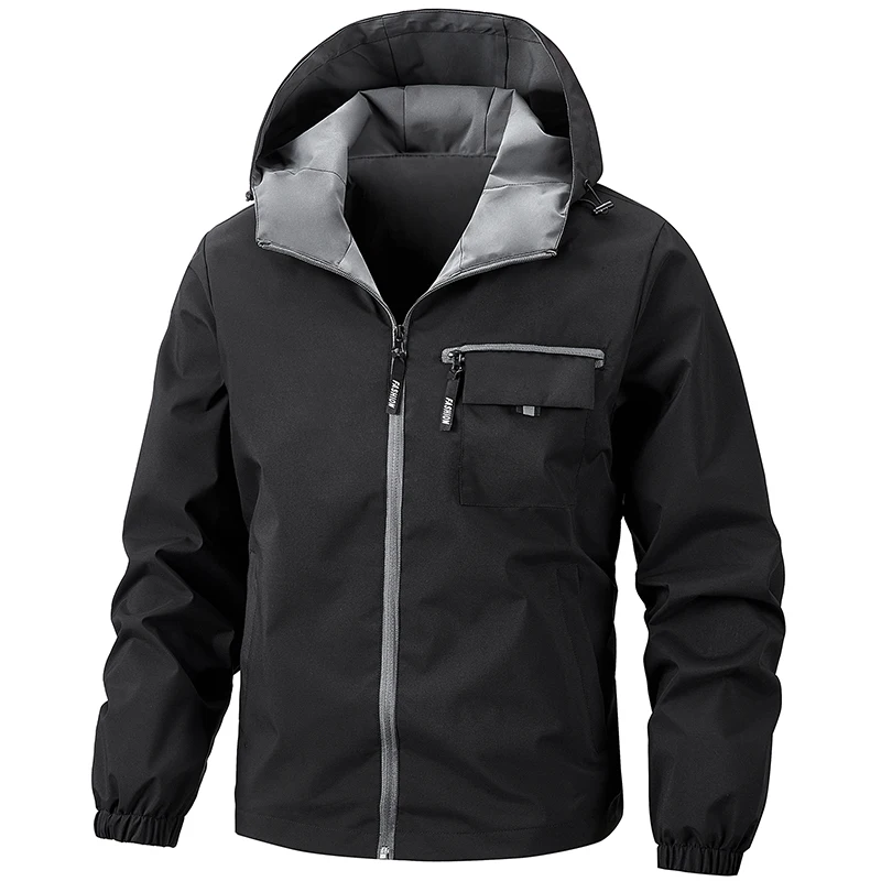

Мужская классическая однотонная куртка с капюшоном, водонепроницаемые куртки для альпинизма и кемпинга, модная мужская одежда, повседневное свободное пальто, топ