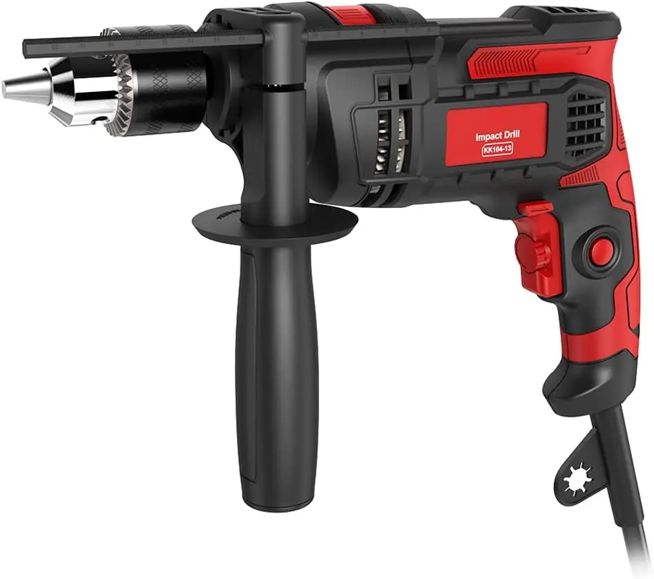 

850W Corded Hammer Drill 1/2-Inch, 7A Variable Speed 0-3000RPM, Drill & Hammer Dual Function for Wood, Metal, Concrete