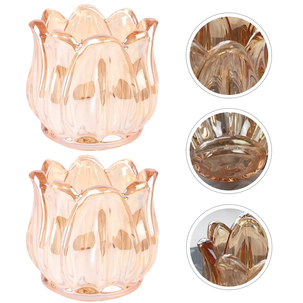 

2 шт. подставки для стаканов из стекла в форме цветка, прочные, декоративные, для свадеб, вечеринок, ужина при свечах, декора дома, офиса, спальни