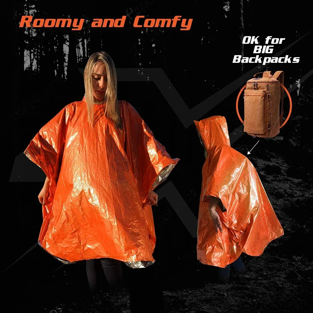 Outdoor Camping Emergency Raincoat Reflective First Aid Poncho Riding Cloak First Aid Cloak Aluminum Mold Thermal Blanket