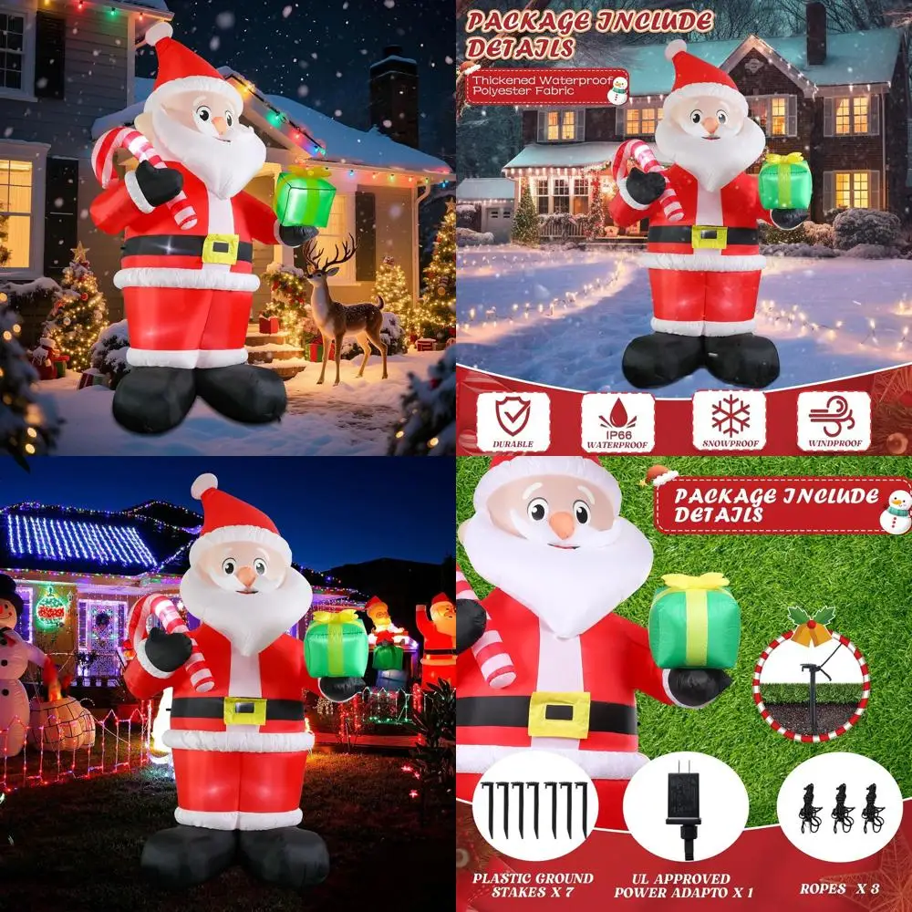 

Christmas Outdoor Santa Claus Inflatable Decorations with LED Lights for Holiday Party, Garden, Patio, Lawn