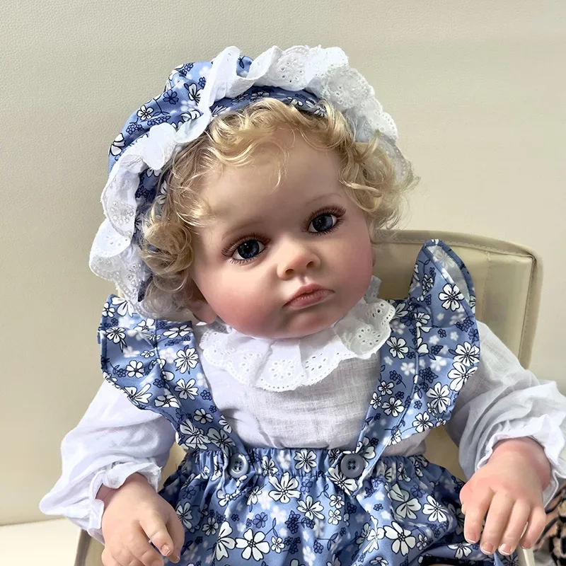 Muñecas para niños pequeños de 60CM, Tutti con pelo rubio, realistas, de la vida Real, para niñas pequeñas, piel pintada en 3D, venas visibles, bebe Reborn