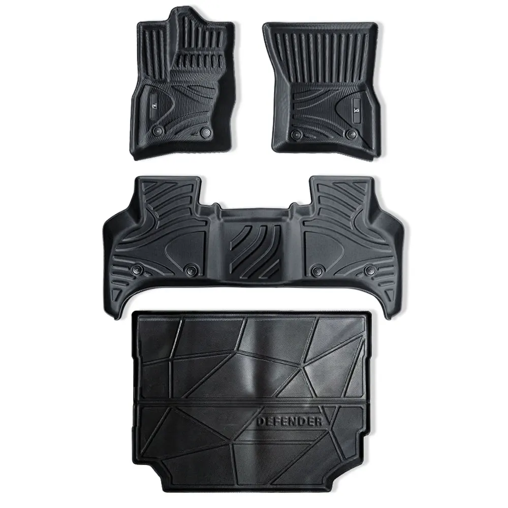 

For Land Rover Defender Car All-Weather Tpe Tpo Floor Foot Mat Black Full Set Trim To Fit for Land Rover Defender 2020