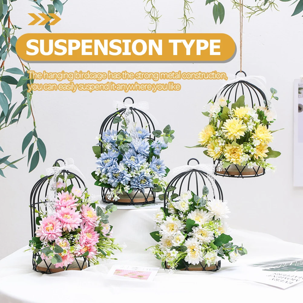

Iron Metal Birdcage Flowerpot Holder Hanging Decorative Flower Rack for Home Garden Balcony Office Wall Mounted Adornment