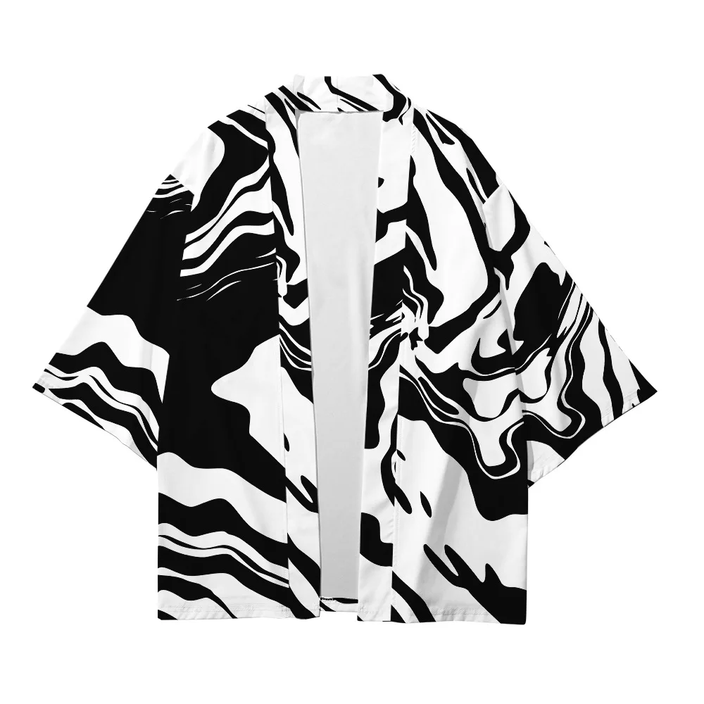 

Plus Size XXS-6XL Black White Loose Japanese Streetwear Cardigan Women Men Harajuku Haori Cosplay Kimono Top Yukata Clothes