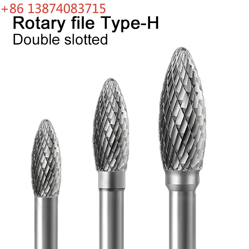 H type Hand tools metal engraving milling cutter 6-16mm straight shank rotary burr cemented carbide rotary 1pc