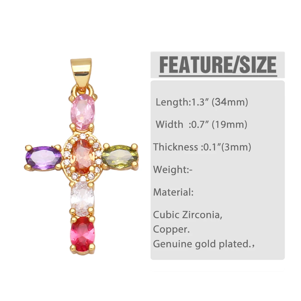 OCESRIO Trendy Cross Necklace Pendant Gold Plated CZ Crucifix Pendant For Jewelry Making Supplies Wholesale Bulk Pdta705