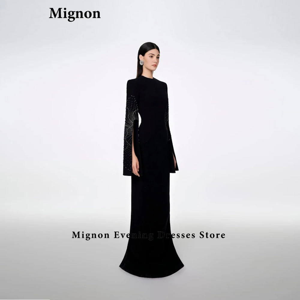 Mignon-Modern Slit Sleeves Style A Line Crepe Beading Vestido de noite, vestido de baile de luxo, vestidos para eventos especiais