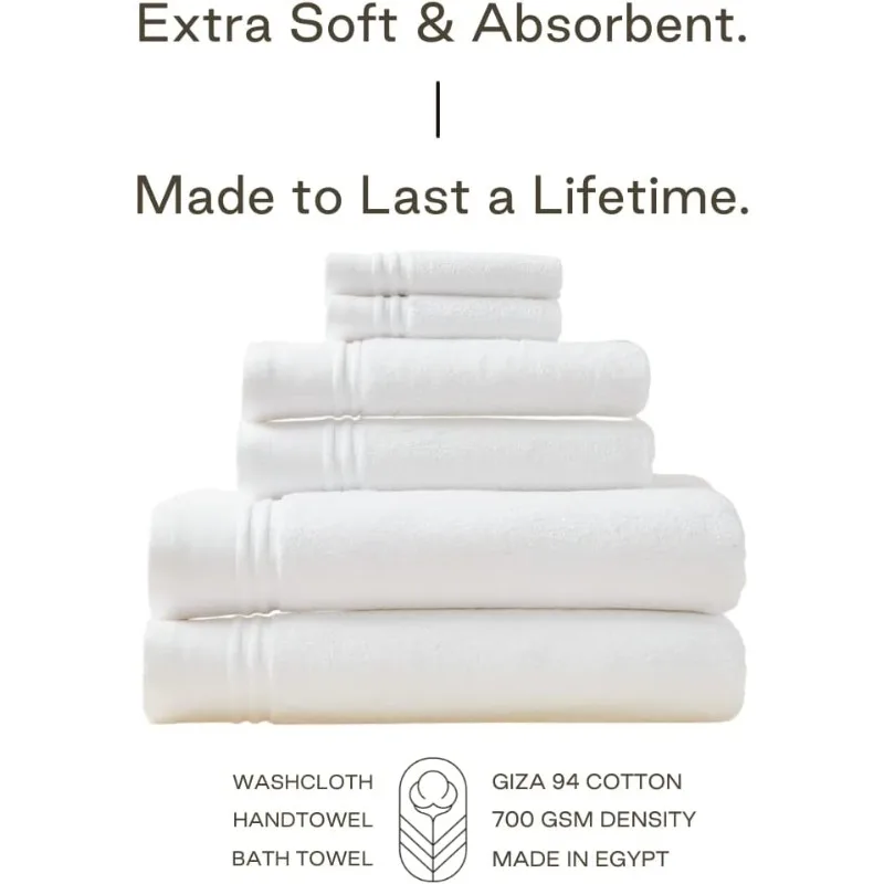 Luxury Cotton Towel Set - 700 GSM, 100% Cotton, Decorative Bathroom Towel Set, 2 Bath Towels