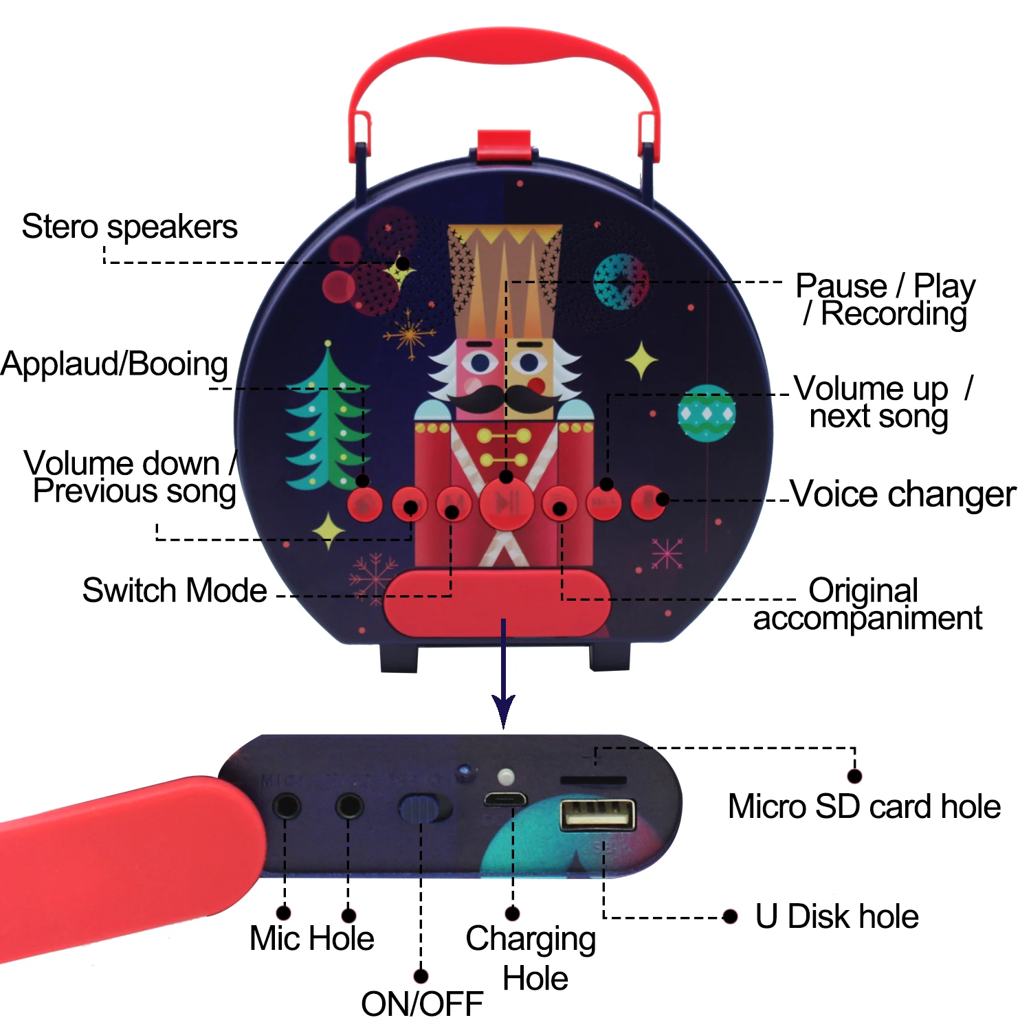 Freies Schiff Kinder Karaoke-Maschine für Jungen Mädchen mit 2 Mikrofon singen Karaoke-Maschine Bluetooth tragbaren Lautsprecher für Kleinkinder