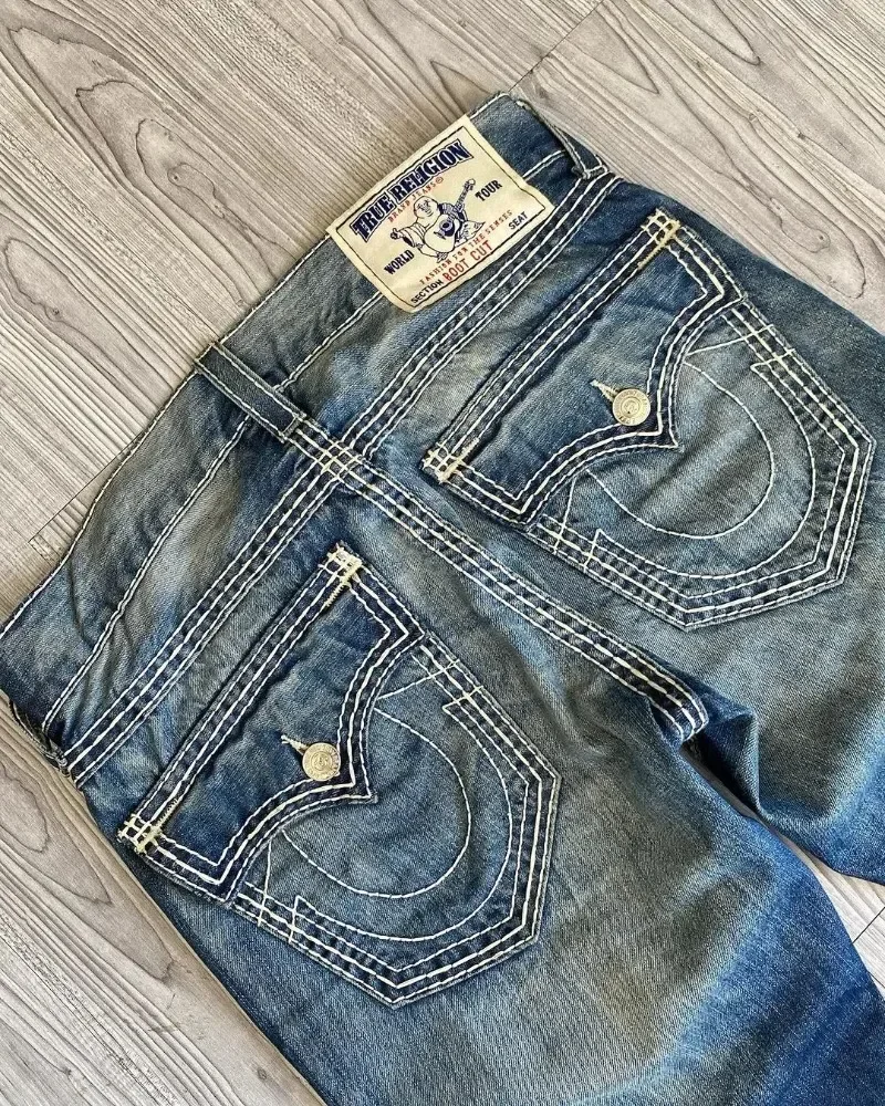 Vintage Hiphop Geborduurde Jeans Voor Mannen Kleding High Street Mannen Jeans Casual Straight En Veelzijdige Baggy Jeans Mannen Broek