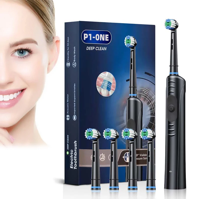 Factory wholesale rotating electric toothbrush with rechargeable detachable small round head and automatic whitening function