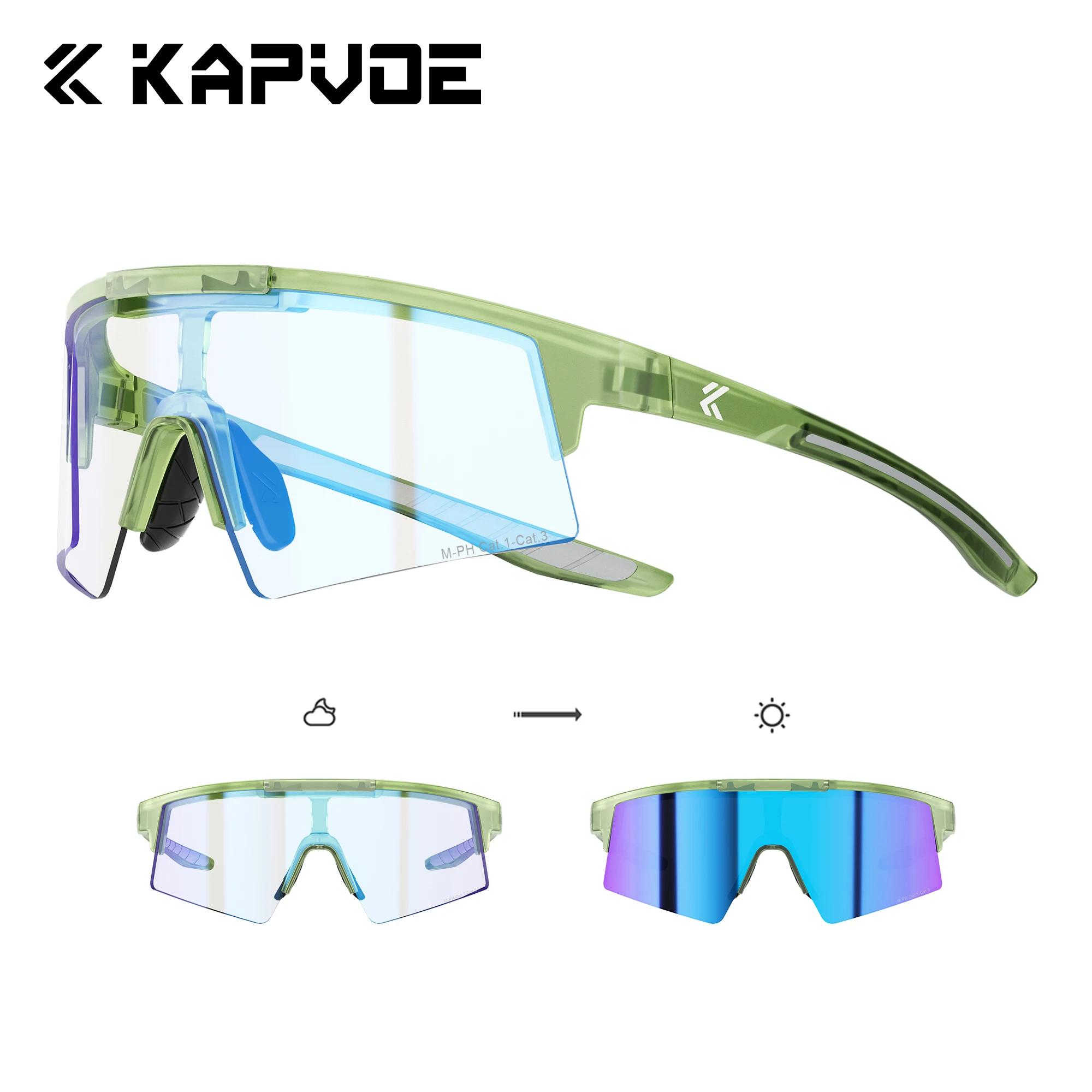 Kapvoe Wanderbrillen Photochrome Fahrrad-Sonnenbrillen für Männer Outdoor-Sport MTB UV400 Schutzbrillen für Frauen Laufen Berg Offroad – Detail 8