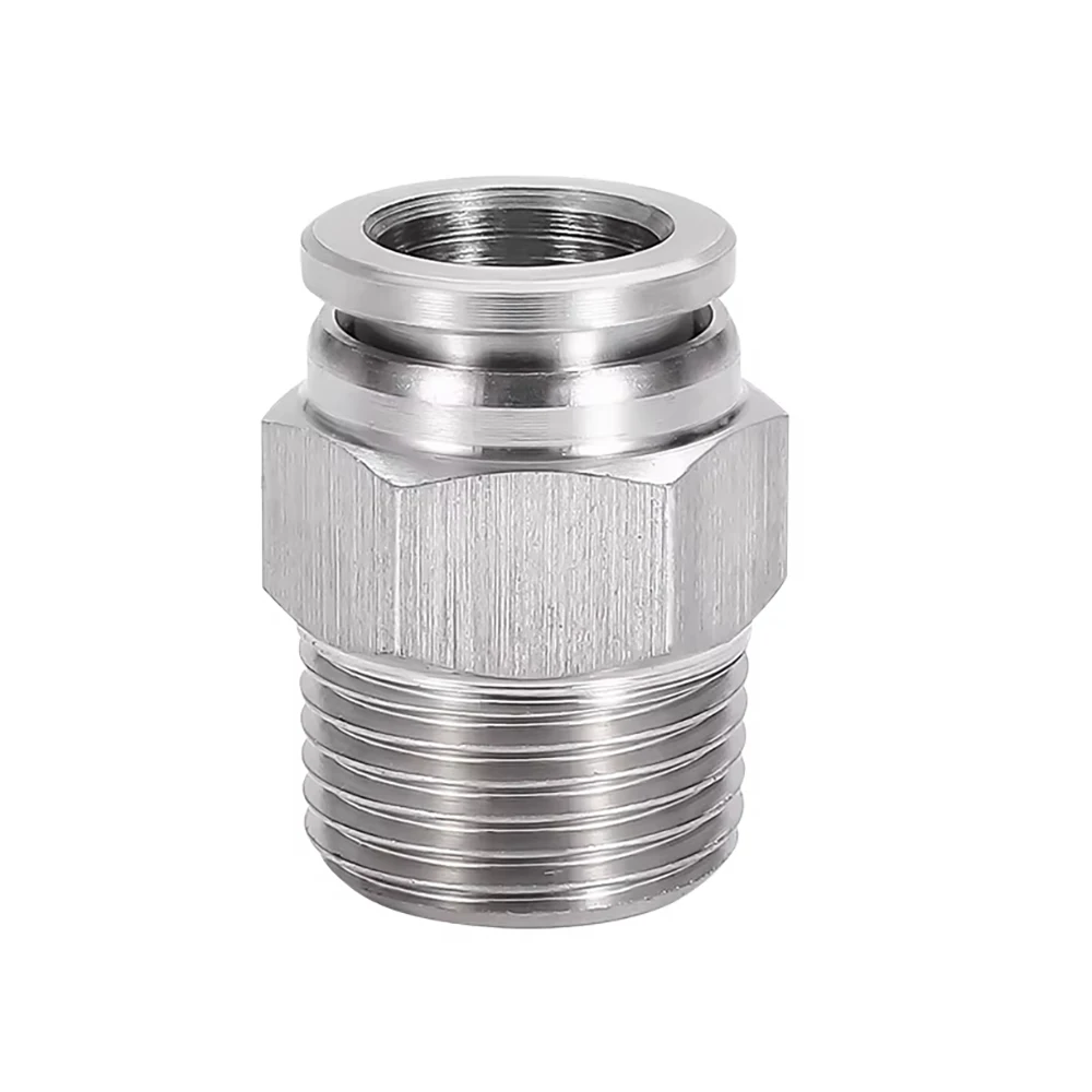 

PC 304 stainless steel external thread pneumatic quick coupling 1/8" 1/4" 3/8" 1/2" BSP external thread trachea hose connector