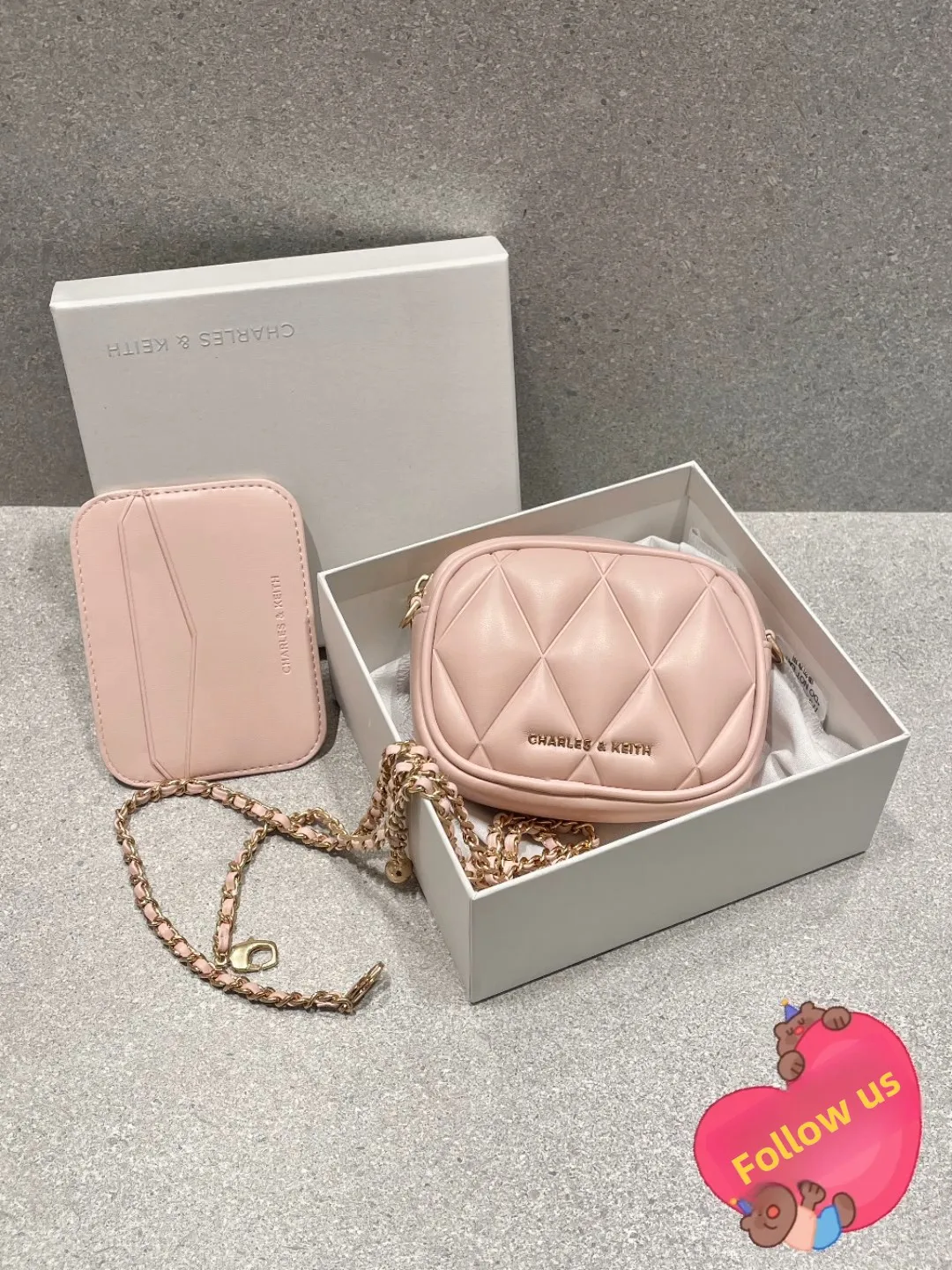 

Chain id Pattern Wallet Women's Purse Card Holder Soft PU Leather Daily Use Faionable Cact Size Charles&Keith