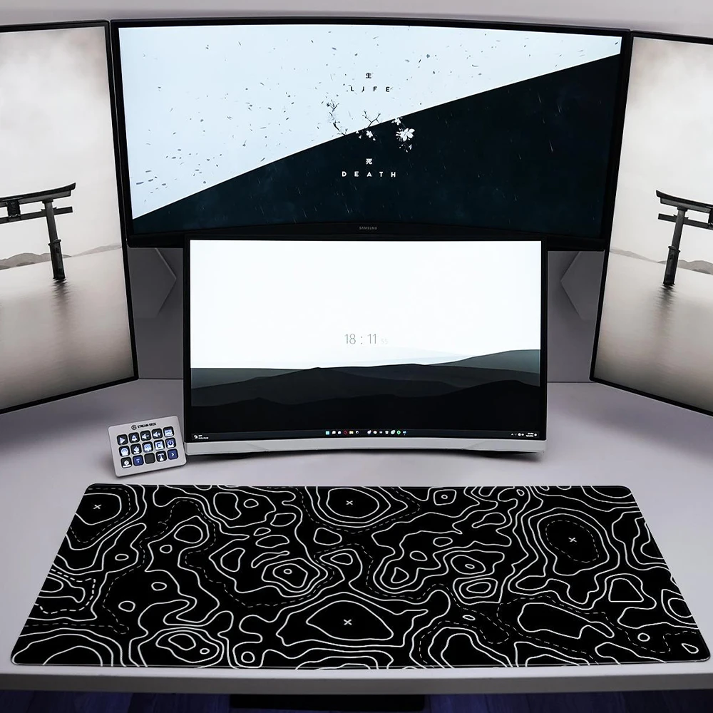 Black Mouse Pad Playmat Laptop White 900x400/80x30 Mouse Pad Stitched Edges Nonslip Rubber Base Machine Washable Speed & Control