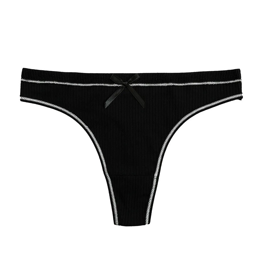 

Breathable Soft Cotton Thongs Traceless Solid Color Low Waist Briefs Lingerie Underpants T-back Panties Daily Wear