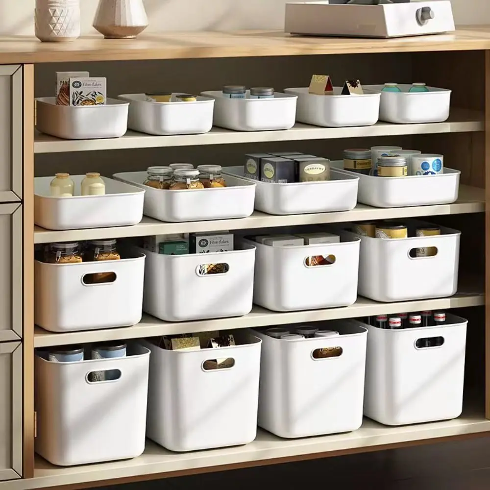 Hot With Lid Cover Stackable Storage Box Solid Plastic Table Organizer Case Convenient Home Container For Home Bedroom