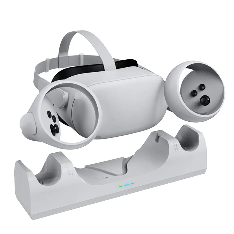 موثوق به لخوذة Oculus Quest 2 VR، حامل شحن، شاحن بمقبض يسار يمين مع ضوء عرض LED