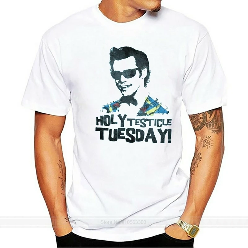 Hot sale men t shirt Ace Ventura Pet Detective Men's T Shirt Holy Testicle Tuesday Jim Carrey Comedy men tshirt women t-shirt